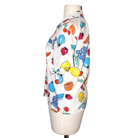 Vintage Sears Fruit Print Short Sleeve Button Front Shirt  Size 8 - Picture 3 of 6